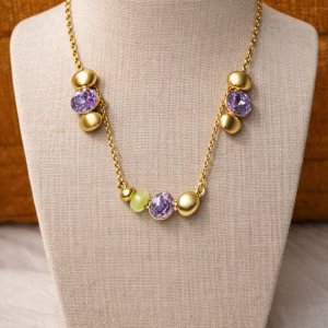 Necklace with purple gemstones
